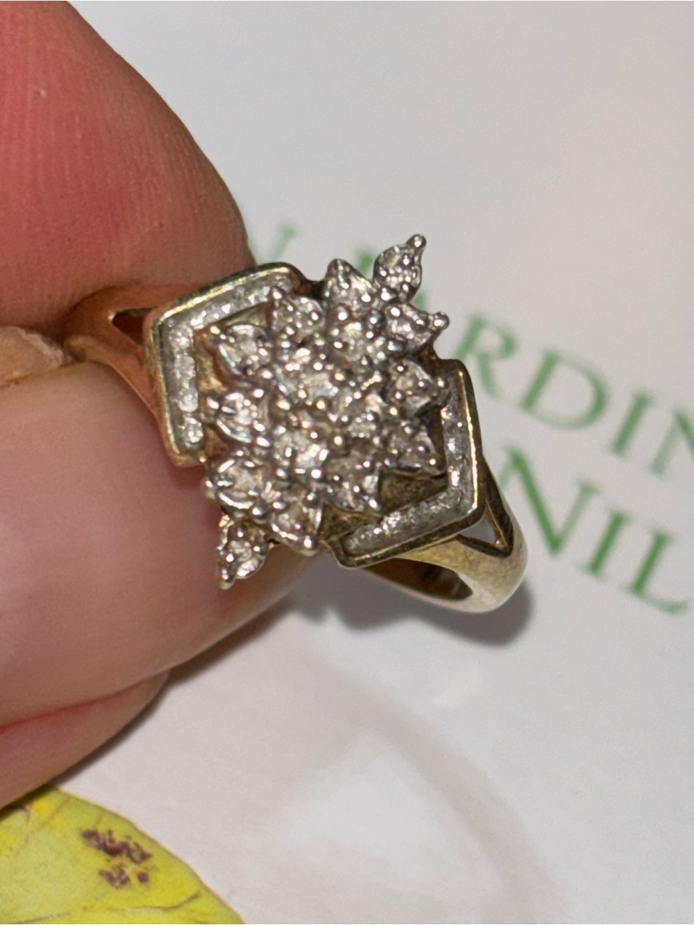 Vintage 10K Gold & Diamond Cocktail Ring